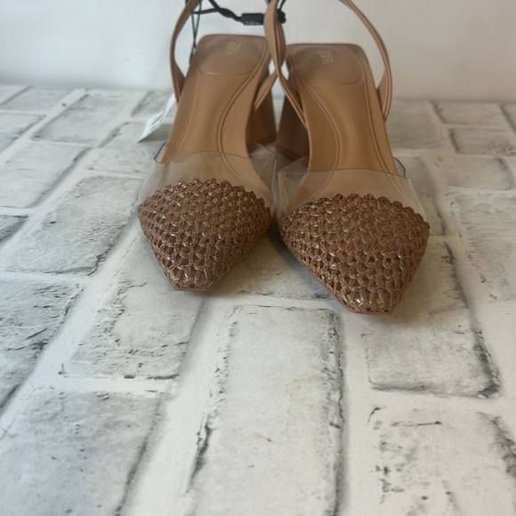 NWT Zara Block Heel Vinyl Toe Slingbacks - Picture 9 of 9